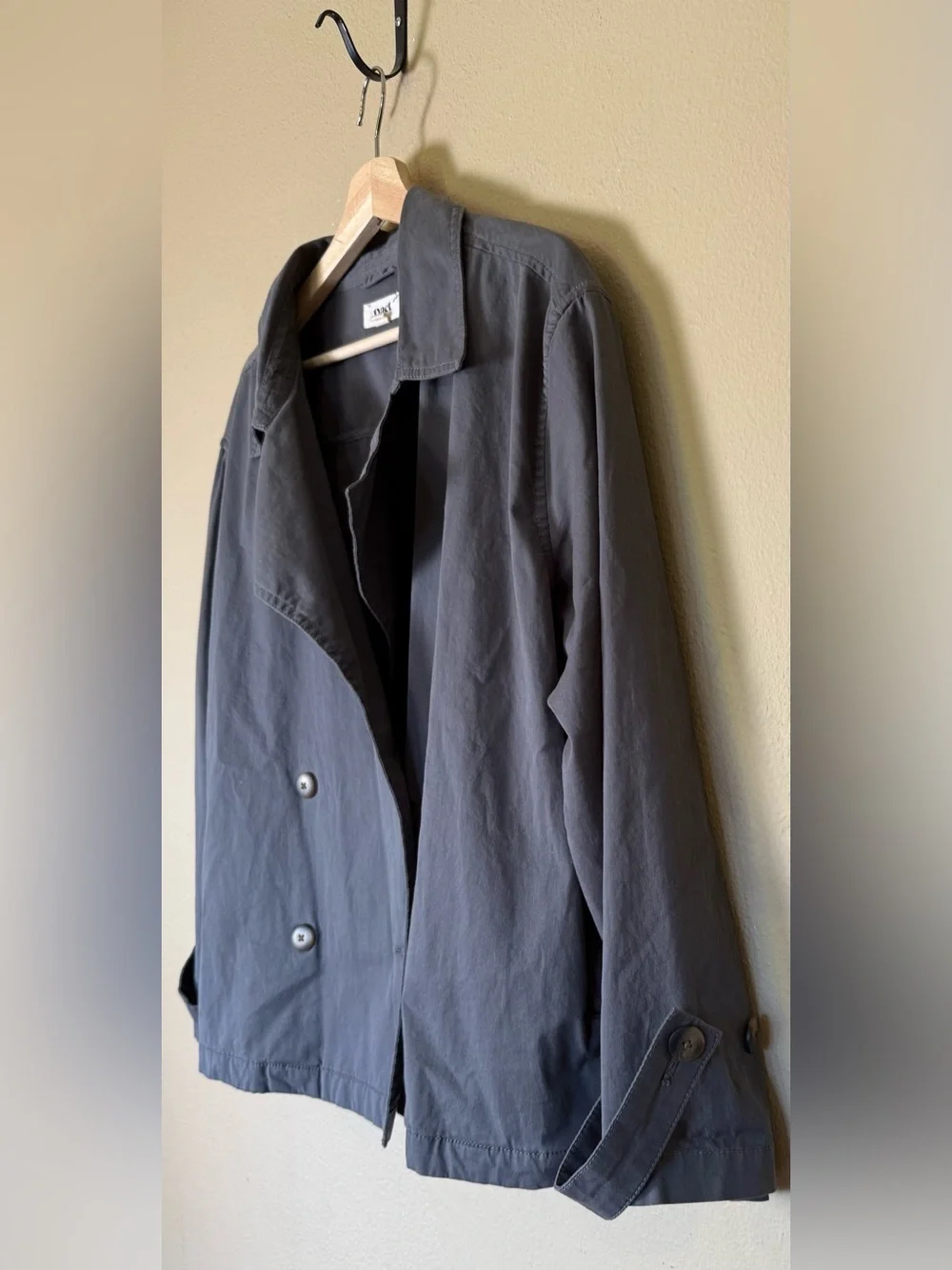 Pact Grey Boulevard Brush Twill Double Breasted Pea Coat Large